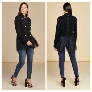 Willow & Clay Tulle Trim Lace-Up Back Jacket